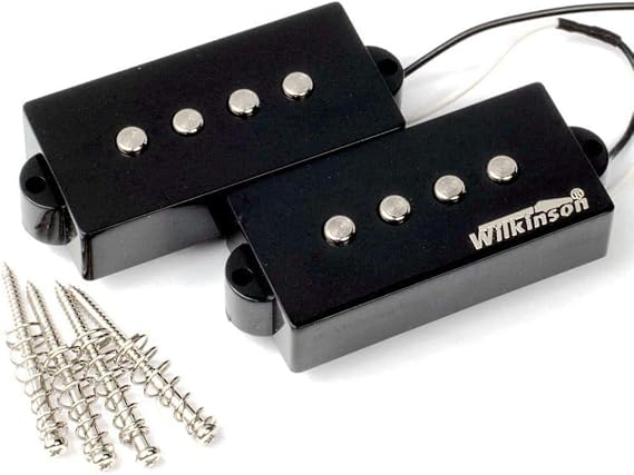 Wilkinson WPB Vintage Output guitar Pickup for Classic, AlNiCo P Bass Pickups Humbucker Set for 4-String PB-Style Electric Bass, Sleek Black