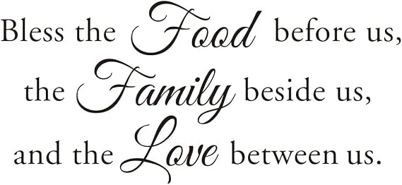 Bless Food Family Love Quote Vinyl Wall Decal, Rustic Kitchen Dining Decor