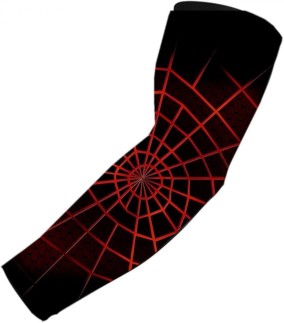 Baseball Football Basketball Sports Stretch Compression Arm Sleeve Red Spiderweb