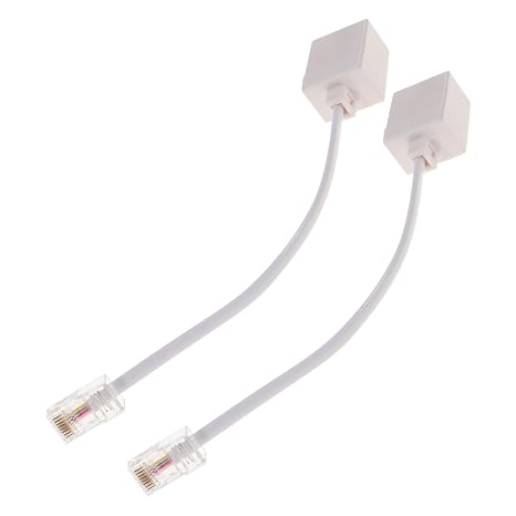 2pcs Adapter Cable Phone to Ethernet Converter Plug PC Female to PC Male Connector for Analog Telephone and Fax Stable Signal Transmission with Firm Connection