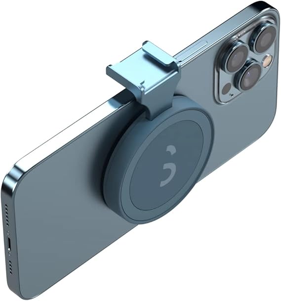 ShiftCam SnapShoe - Snap-on Cold Shoe Mount for Mounting Accessories - Magnetic Mount Snaps on to Any Phone (Blue Jay)