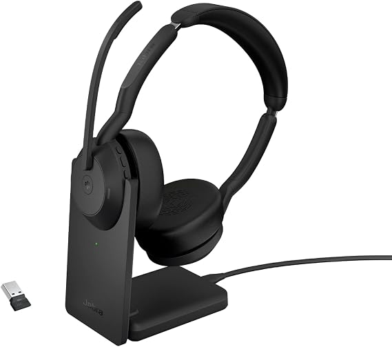 Jabra Evolve2 55 Wireless Headset with Charging Station Bluetooth MS Teams Black