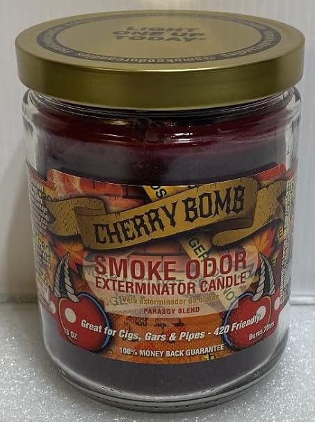 Smoke Odor Exterminator 13 oz Jar Candle, Cherry Bomb.