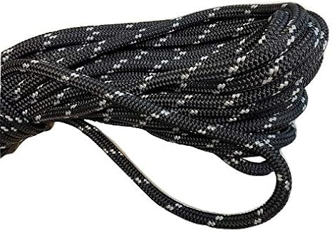 Yacht Braid Polyester Rope 9/16 inch, Black with Silver Tracers