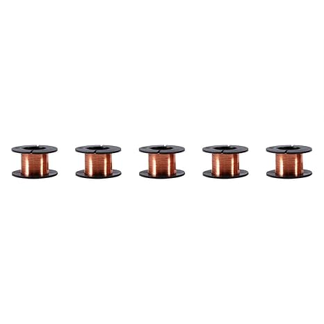 Enameled Copper Wire 0.1mm, Solderable Magnet Wire 15m 5 Pack | AWG 38 Magnet Wire for Coil Winding, Electronics Repair, Inductors, Motors, Speakers, 0.004in Diameter