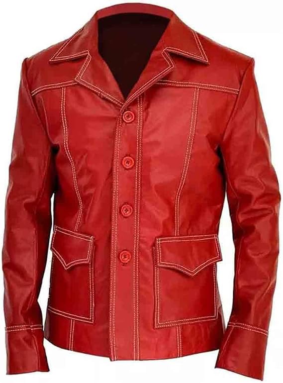 Tyler Durden Leather Jacket | Tyler Durden Fight Club Red Faux Leather Jacket