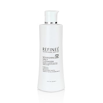 Refinee Daily Nourishing Green Tea and Chamomile Face Cleanser for Men & Women, Age Reversing, Purifies, Softens, Nourishment Formula for Dry and Sensitive Skin Care, Salty Fragrance, 6.6OZ 200Ml