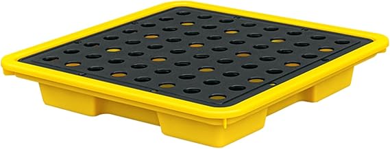 Spill Platform, Yellow And Black Polyethylene Spill Containment Pallet, Modular Spill Containment Tray, Warehouses Factory Oil Drums Spill Pallet, 50 KG Load Capacity (Size : 33.5x33.5x5.5CM)