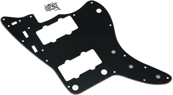 Dopro American Vintage Jazzmaster Guitar Pickguard Scratch Plate JM Pickguard with Screws for FD Vintage Jazzmaster Black 3 Ply (BWB)