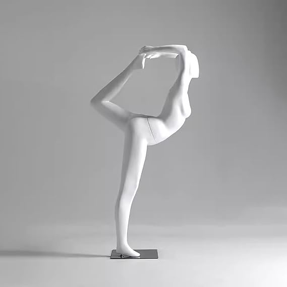 Yoga Exercise Mannequins Various Postures, Easy Assemble White Standing Mannequin, Poseable Life-Size Torso, Full Body Mannequin for Clothing Store Window Display,White-Style 2