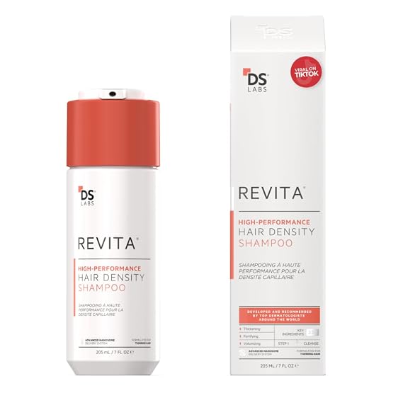 ds labs Revita Hair Density Shampoo for Thinning Hair, Color Safe, 205 mL | Powered by peptides, caffeine & amino acids to support scalp wellness and healthier-looking, fuller-looking hair.