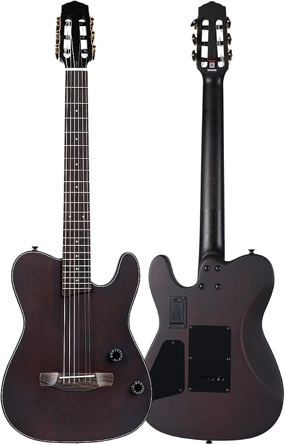 Bullfighter Silent Guitar Acoustic Guitar Travel Quiet Beginner Practice Steel Guitar Strings with Pickup System Built in Electric Acoustic Guitar Fork Nylon String