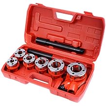 GOFLAME Ratchet Pipe Threader Kit Set Portable W/6 Dies and Case Gas Manual Ratcheting Pipe Threading Tool Set