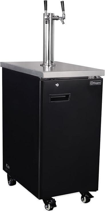 Kegco Slim 18" Wide Dual Tap Black Commercial Kegerator TCK-17-2