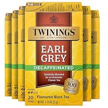 Twinings Decaffeinated Earl Grey Black Tea Individually Wrapped Bags, 20 Count (Pack of 6), Flavoured with Citrus and Bergamot, Enjoy Hot or Iced, 120 Teabags