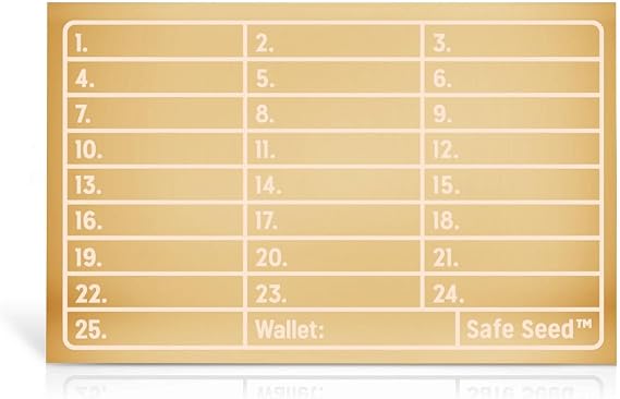 [Brass Edition] Safe Seed Crypto Metal Wallet Stamp Plate - 12-25 Words Recovery Passphrase Cold Storage Bitcoin Ethereum BNB Cardano Solana ERC20 BIP39 Hardware Wallet Cryptocurrency