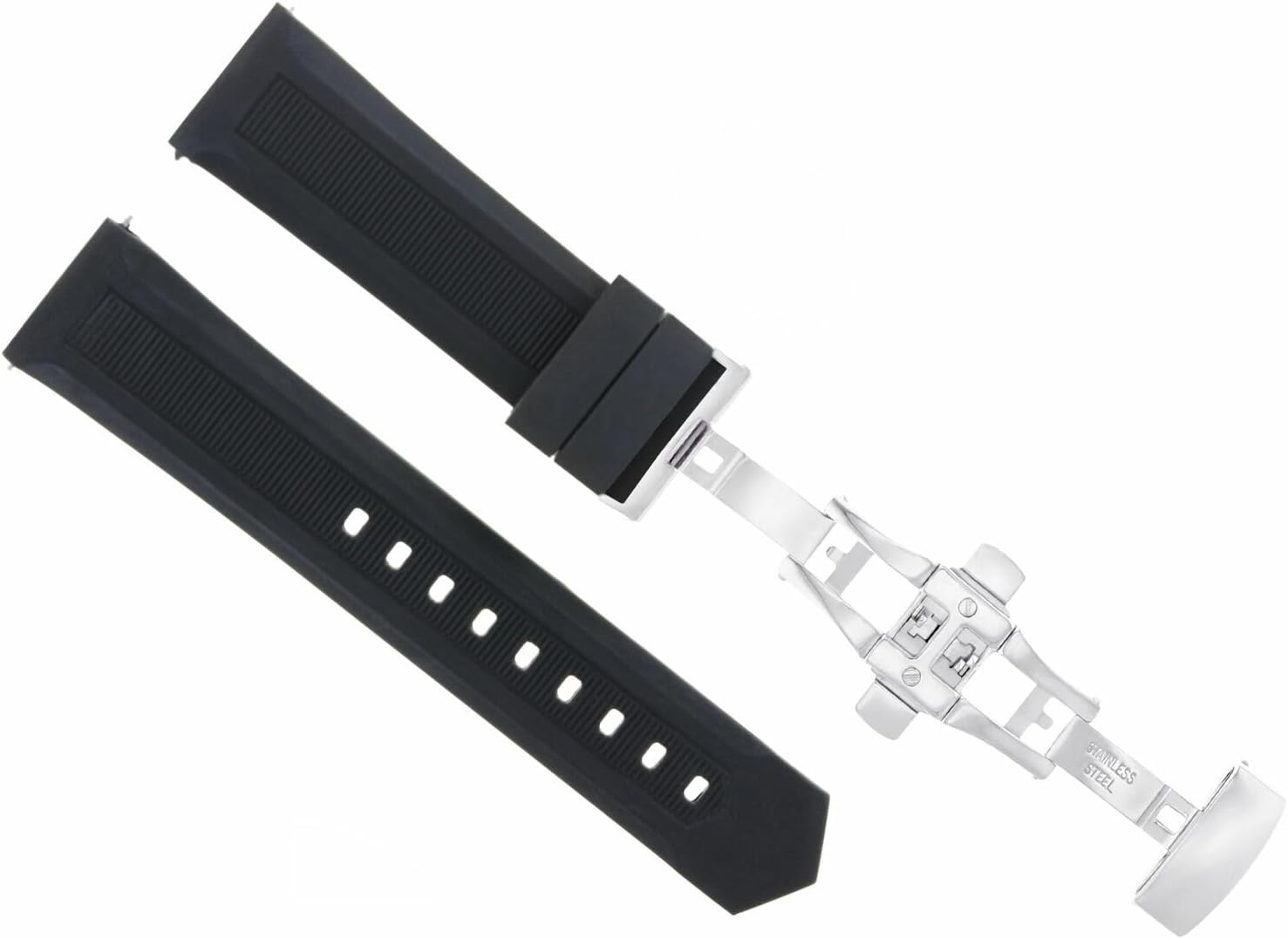 Ewatchparts 20mm Rubber Watch Band Strap Deployment Compatible With Tag Heuer F1 Aquaracer CAC1110 Shiny
