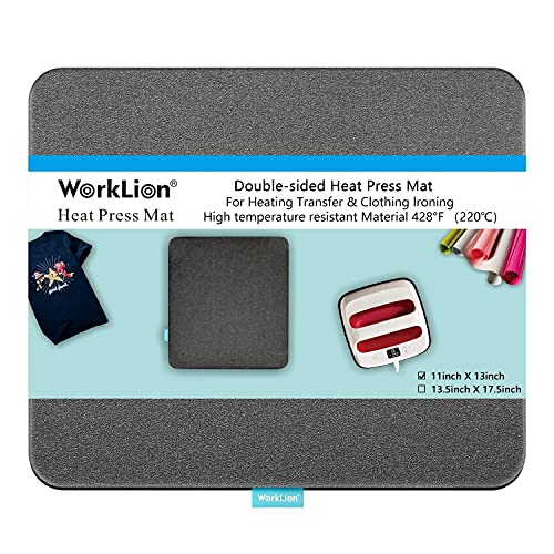 WORKLION Heat Press Mat 11x13: Double-Sided Heat-Resistant Materials Protective Resistant Mat Compatible with Cricut EasypressEasypress 2 & HTV Craft Vinyl Ironing Insulation Transfer Projects