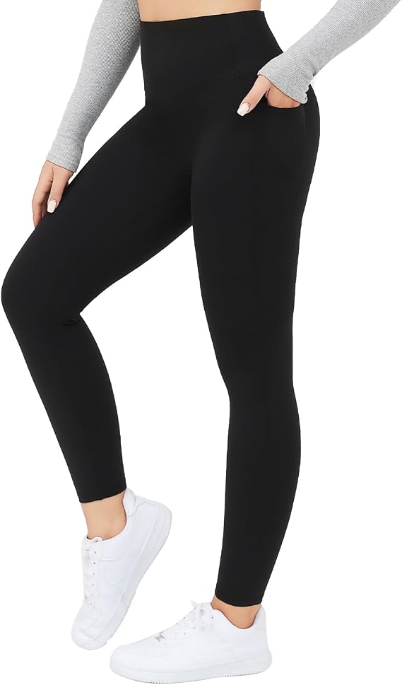 Thermal Leggings for Women Warm Winter Butt Lifting High Waisted Tummy Control Tights with Pockets