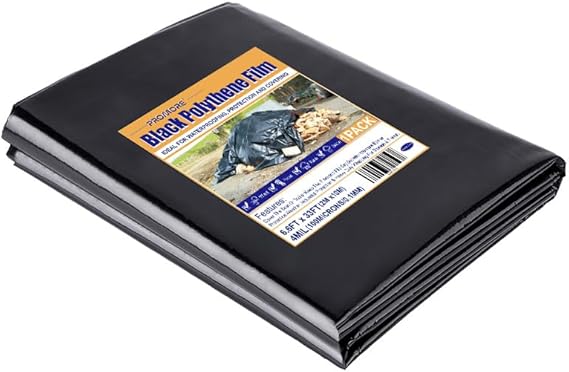 2 x 10M Black Plastic Sheeting Heavy Duty 1850G Thick Polythene Sheeting