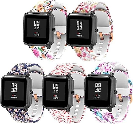 E ECSEM Straps Compatible for ASIAMENG ID205L Bands for Women Men Silicone Pattern Water Resistant Wristband Replacement for ASIAMENG ID205L Smartwatch Accessories