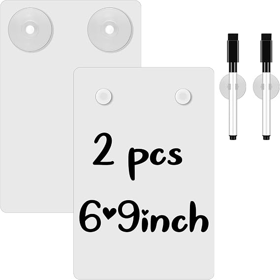 Yexiya 2 Pcs Waterproof Shower Whiteboard Dry Erase Board with Suction Cup