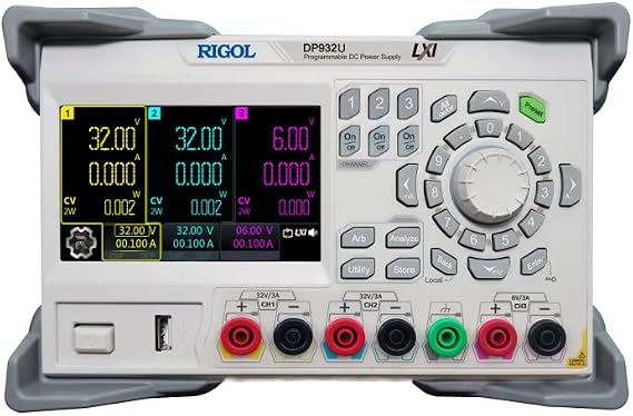 Rigol DP932U Programmable DC Power Supply, Triple Output Linear Bench Power Supply, 32V/3A + 32V/3A + 6V/3A, 210W, Low Ripple, USB/LAN, Safety Terminals for Lab, Education, Testing and Repair
