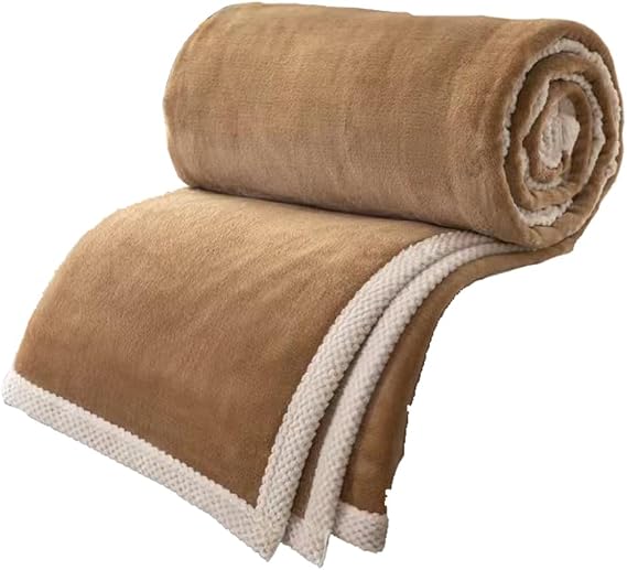 Flannel Fleece Throw Blanket Super Soft Warm Fluffy Bed Throws All Seasons for Bed Sofa (Camel,150 * 200cm)