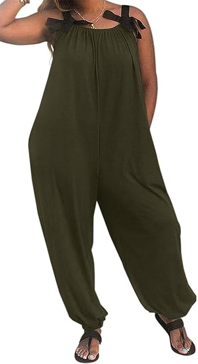 LAMISSCHE Womens Plus Size Jumpsuit Spaghetti Strap Wide Leg Rompers