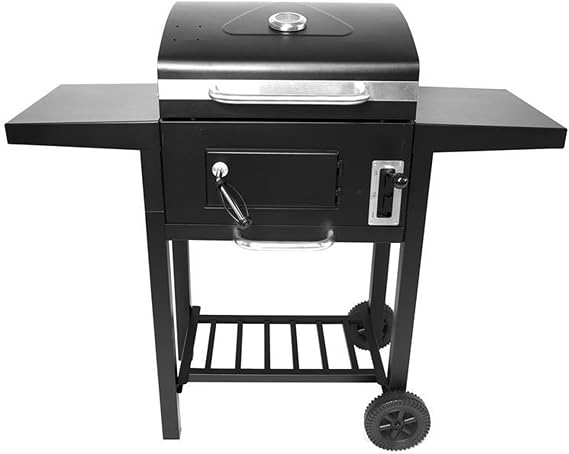 Charcoal Grill Offset Smoker, Outdoor BBQ Grill with 2 Side Tables, with Damper Smoke Control, Thick Iron Steel & Dual Chamber Design, Thermometer & Chimney