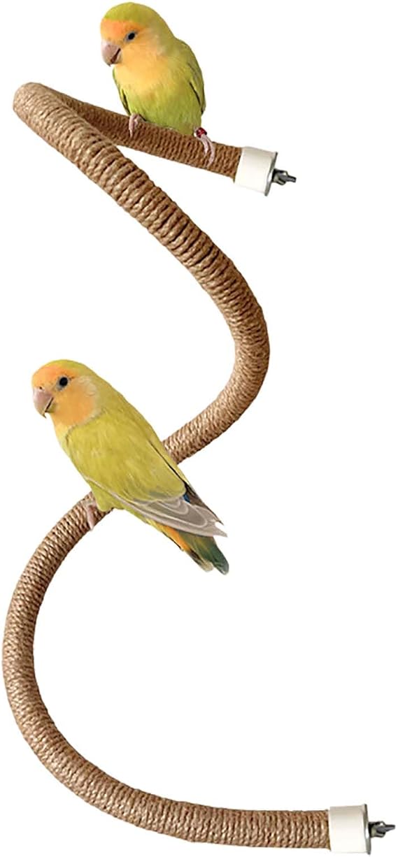 Bird Rope Perch, 100cm/39.3in Cotton Rope Spiral Toys Bird Bungee Rope Perches Parakeet Toys for Cockatiels Conures Lovebirds Finches