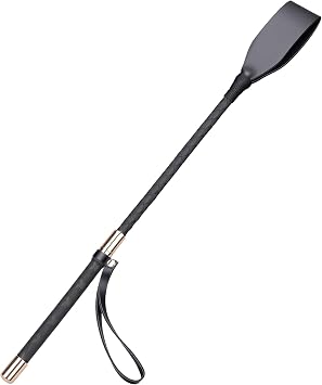 18 Inch Riding Crop Horse Whip, Premium PU Leather Equestrian Training Crop with Non-Slip Handle, Durable Double Slapper, Black