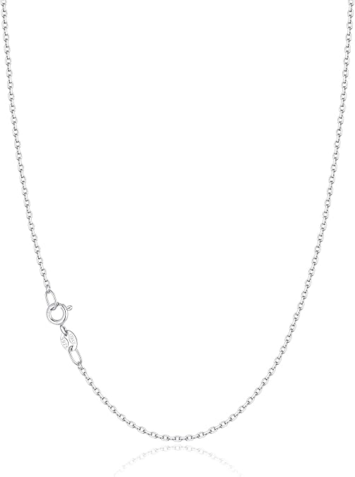Jewlpire 18k Gold Plated 925 Sterling Silver Chain Necklace for Women, 1.2mm Cable Chain Necklace Super Sturdy & Shiny Women's Chains Necklaces 14/16/17/18/20/22/24 Inches