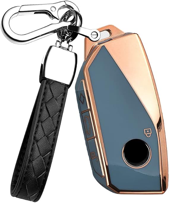 Key Fob Cover for BMW 7 Series 760i X7 IX i7 XM 2023, Gray Key Case with Keychain and Screwdriver Accessories, Modern Style, Rectangular Shape, Car Theme, Adults, Luxury Car Owners