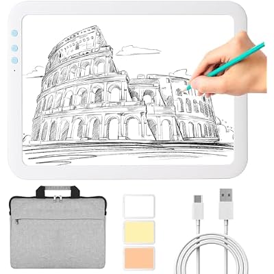 KOBAIBAN Wireless A3 LED Light Box with Carry Bag, High Capacity 3500mAh Lithium Battery Powered 3 Color Light Modes Super Bright Light Pad Light Board Light Table for Weeding Vinyl, Sketching,Drawing
