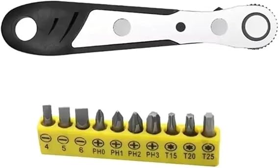 Offset Wrench Right Angle Screwdriver 90 Degree Offset Ratcheting Pocket Low Profile Ratchet Wrench Bit Socket for Tight Spaces for Automotive Repair(Black)