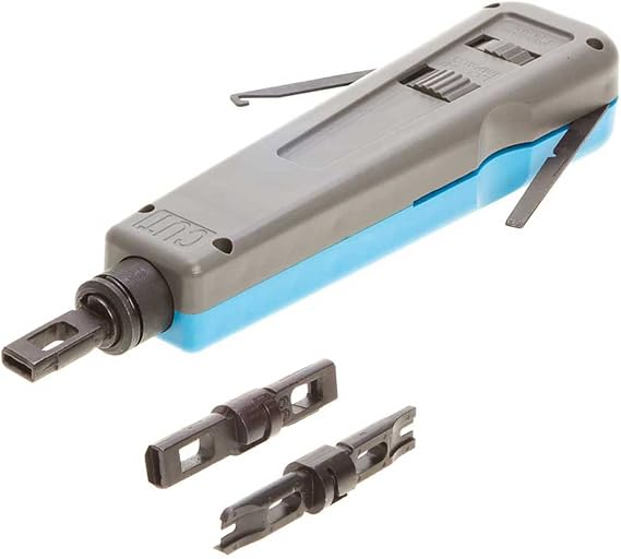 Professional Punch Down Tool with 110 & 66 Blades Cat6/Cat5e Network Cable Termination, Impact Tool for Patch Panels, Outlets & Sockets, Precision Reversible Blades, Ergonomic Grip