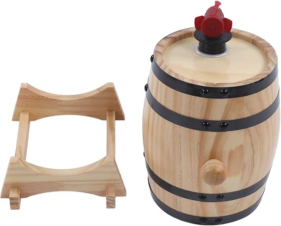 Hztyyier Oak Barrels for Wine, Clear Wood Grain Oak Aging Barrels for Bar (1L)