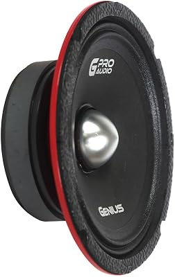 Genius Audio MR0365BP 6.5 Pair Midrange Speakers - 800 Watts - Max - 400 Watts Max, Aluminum Bullet - Pro Audio Slim, Car Audio Speaker, Ferrite Magnet, 4 Ohm, Reinforced Paper Cone 2 Speakers