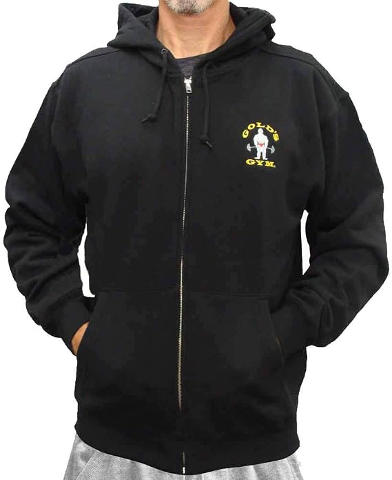 Gold's Gym Zip Hoodie - Official Licensed (L, Black)