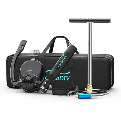Mini Scuba Tank Up to 10 Minutes, 0.5L Diving Tank with Snorkel Mask Portable Scuba Tank Full Face Diving Mask C Black