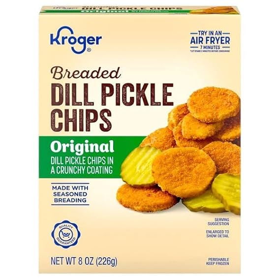 Breaded Dill Pickle Chips, Crispy Tangy Fried Appetizer Snack, Ready to Cook, 8 oz