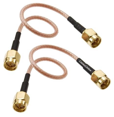 CablesOnline, 2-Pack 6-inches SMA Male to SMA Male Gold-Plated RG316 Coax Low Loss RF Cables, RF-MC100-2