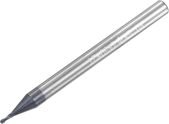 uxcell Ball Nose End Mill 0.5mm Tip Radius Solid Carbide AlTiSin Coated CNC Router Bits 2 Flute Spiral Milling Cutter HRC45 with 4mm Shank 50mm (2-inch) Length