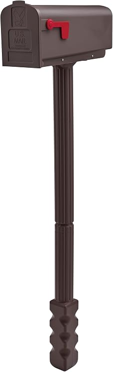 Architectural Mailboxes NewburyTM Rust-Proof Plastic Post Mounted Mail Box for Outside with Post, Mocha, Medium Curbside Mailbox, USPS Approved for Residential Delivery