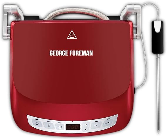 George Foreman Precision Fitness Izgara, Akıllı Sıcaklık Sensörü, 5 Farklı Mod, Contact Grill, Panini ve Sandviç Izgara, 29 X 19 Cm Izgara Yüzeyi, Kırmızı 24001-56