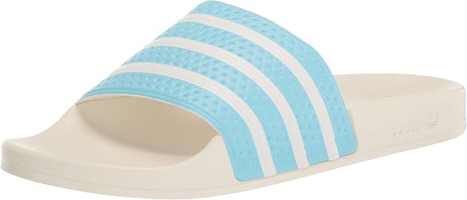 adidas Originals Men's Adilette Slide Sandal, Bliss Blue/White/Off White, 4