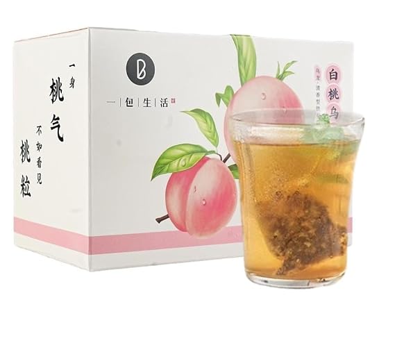 White Peach Oolong Tea Bags 1.58 oz (15 bags) Individual Peach Blossom High Mountain Oolong Tea Bags Refreshing Fruit Aroma Cold&Hot Brew