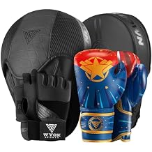 WYOX Complete Boxing Training Bundle Set with Kids Boxing Gloves, Gel Inner Gloves Hand Wraps and Curved Focus Mitts MMA Muay Thai Kickboxing Punching Bag Sparring Gear for Boys Girls Men Women