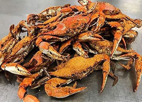 Bushel Of Freshly Steamed Blue Crabs ((1) Bushel Steamed Jumbo Male Crabs (-6-7 In))